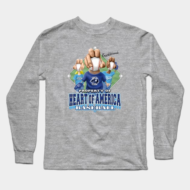 Knucklehead for Heart of America Baseball Long Sleeve T-Shirt by MudgeSportswear